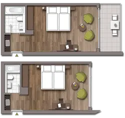 Grundrisse Studios mit Balkon oder ohne Balkon