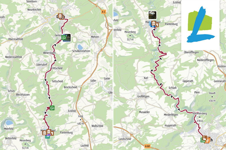 Abbildung der Route des Lieserpfads